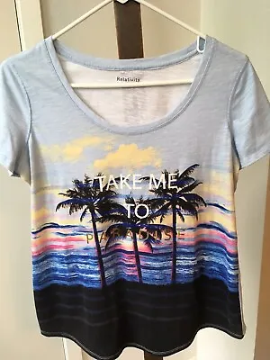 Buy Relativity Take Me To PARADISE T-Shirt Top Shirt BEACH SUNSET PALM TREES Sz MED • 9.60£