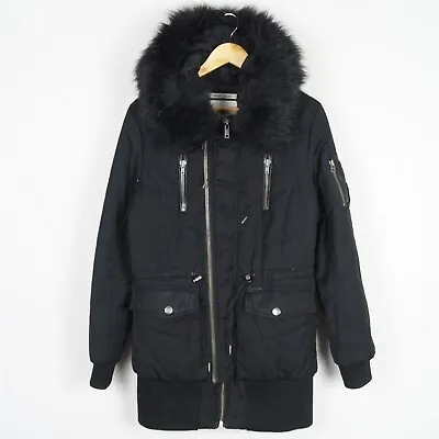 Buy KHUJO Women's Parka Jacket Size L Insulated Black Hooded Pockets Full Zip S10492 • 39.95£