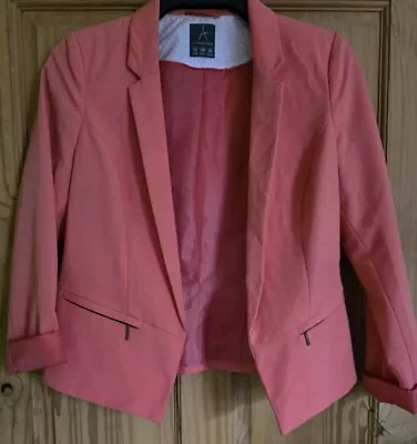 Buy Atmosphere Plain Coral Blazer Jacket, Size 10 , Zip Pockets To Front, Used • 2.99£