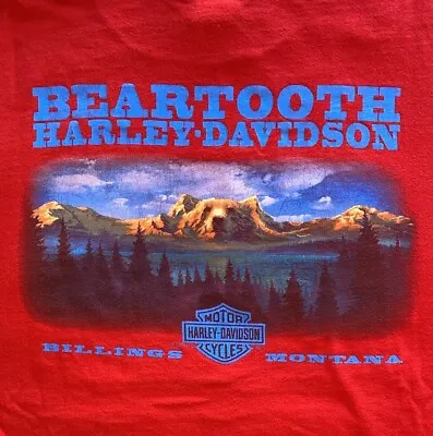 Buy Harley Davidson Vintage 2000 Y2K Men's L Red BEARTOOTH BILLINGS MONTANA T-Shirt • 23.67£