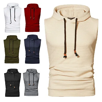 Buy Men Workout Hooded Tank Top Bodybuilding Muscle T Shirt Sleeveless Hoodies Vest# • 6.83£