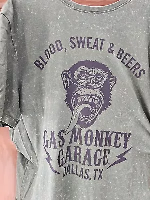 Buy Gas Monkey Vintage Wash Cotton T-shirt Green Large Good Condition • 2.99£