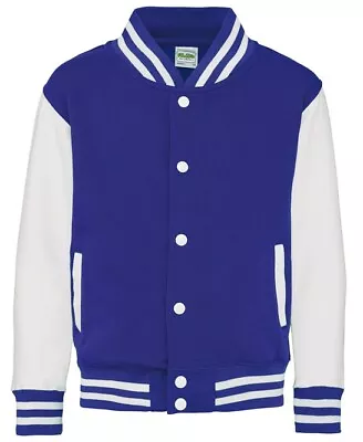 Buy Personalised Custom Just Hoods Awdis Kids Varsity Jacket Baseball School JH43J • 19.49£