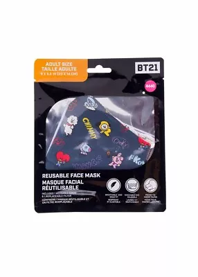 Buy Official BT21 Merch Adjustable Reusable Adult Face Mask BTS Line Friends (Blue)  • 11.57£