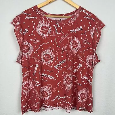 Buy Harry Potter Shirt Womens Size 2X Red Marauders Map Wizarding World Cap Sleeve • 14.17£