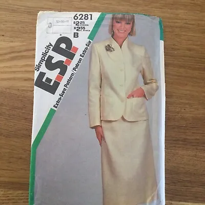 Buy Simplicity ESP Pattern 6281 Unlined Jacket & Dress Size O 12-14-16 • 3.40£