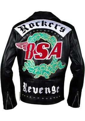 Buy Mens Faith Rockers Black Fashion Real Leather Jacket • 79.99£