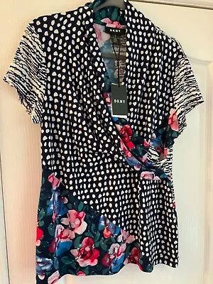 Buy DKNY Floral Punch Wrap Top Size XL New With Tags • 5£