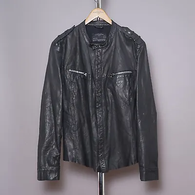 Buy ALL SAINTS REBELL Leather Shirt Jacket XXL Mens Black Biker Extra Large 2XL • 259.99£