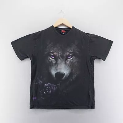 Buy Spiral Mens T Shirt Medium Black WolfGraphic Print Short Sleeve Cotton • 9.49£