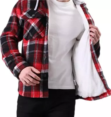 Buy Polydeer Men's Long Sleeve Plaid Shirt Flannel Fleece Lined Jacket W/Detachable • 44.99£