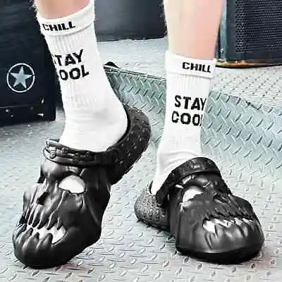 Buy Skull Clogs Slippers Gothic Leisure Flip Slop Slides Non Slip Punk EVA Sandals • 23.70£