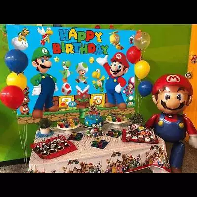 Buy Super Mario Backdrop Video Game Background Cloth Party Banner Decor Tools Hot • 9.39£