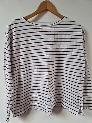 Buy Fat Face Striped Oversized Long Sleeve T-shirt Top Size 10 • 14.99£
