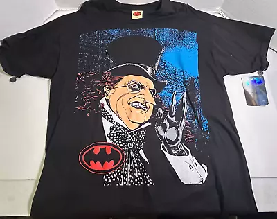 Buy Vtg 1992 Batman Returns Penguin T Shirt L Dc Comics Burton Devito Holo Tag B00 • 157.49£