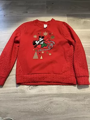 Buy Disney Store Christmas Mickey And Minnie Jumper Size Medium Red • 12.99£