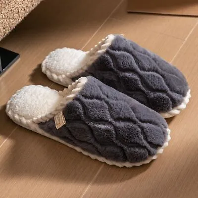 Buy Womens Slippers Slider Ladies Warm Fur Lined Winter Warm Mules Shoes House Size • 8.68£