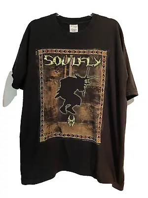 Buy Vintage Soulfly XL Screen Stars Shirt Sepultura Blue Grape Metal Sxe Hxc 2001 • 55£