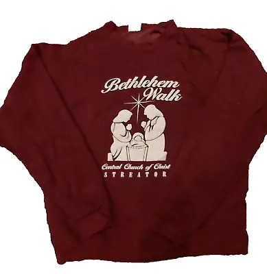 Buy Vtg Womens Xmas Religious Sweatshirt XL Burgundy Bethlehem Walk Christmas Jumper • 7.66£