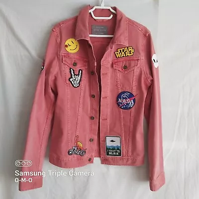 Buy Red Denim Jacket (S) By River Island With Self Embroideries Star WARS, NASA Etc • 14.99£