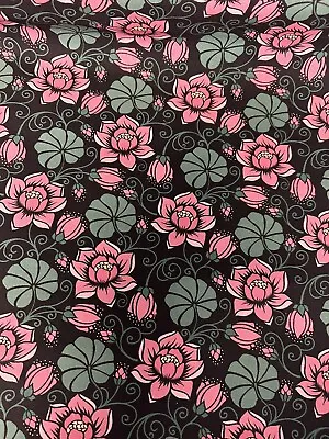 Buy Black With Pink Roses Punk Gothic 100% Cotton Fabric. Per Metre • 5.99£