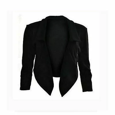 Buy Ladies Cropped Style Waterfall Blazer Jacket Woman Coat Top  Plus Size Uk 8-26 • 9.49£