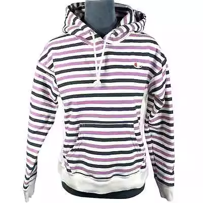 Buy Champion Striped Reverse Weave Hoodie Sweatshirt Women's Small Purple Gray CUTE! • 11.34£