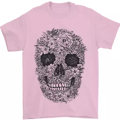 Buy A Skull Made Of Flowers Gothic Rock Biker Mens T-Shirt 100% Cotton • 8.49£