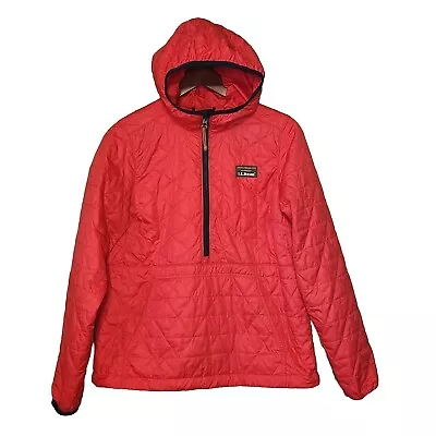 Buy LL Bean Womens Katahdin Insulated Pullover Half Zip Quilted Hood Size Small Red • 34.96£