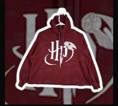 Buy Harry Potter Promo Cropped Maroon Tie-Dye Hoodie Oversized Boxy Fit Size Large • 0.01£