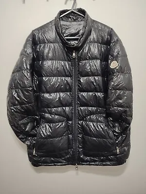 Buy Moncler Mens Black High Shine Puffa Jacket Size 5 Damaged 22 Inch Chest • 139.99£