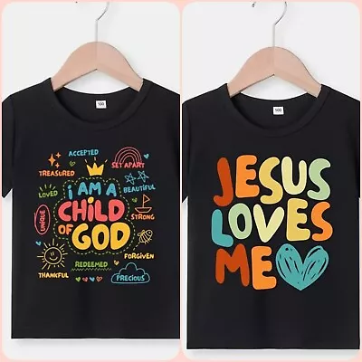 Buy Colourful Letter T Shirt Jesus Love MeAND Am Child Of God Kids Summer Clothes • 5.50£
