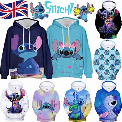 Buy Kid Adult Lilo&Stitch Cartoon Casual Hoodies Sweatshirt Hooded Top Unisex Attire • 21.59£