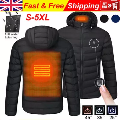 Buy Men Electric USB Heated Coat Warm-Up Jacket Winter Body Warmer Windproof Hoodies • 9.30£