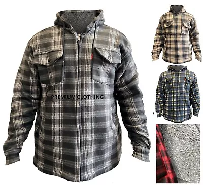 Buy Mens FUR Fleece LINED Quilted Thick Check LUMBER JACKET Work Flannel Warm Shirt • 17.99£