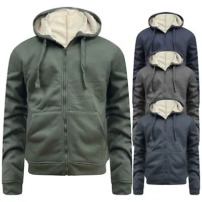 Buy Mens Sherpa Fleece Lined Hoodie Padded Hooded Jacket Insulated Winter Warm • 13.99£
