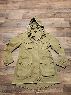 Buy Vtg J.CREW Size SMALL Green Cotton Military FIELD  Jacket HOODED WOMEN • 33.07£