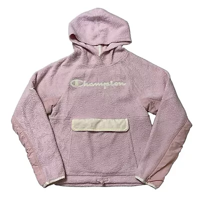 Buy Champions Pink Hoodie Teddy Pullover Fleece Hoodie Women’s Small 100% Polyester • 11.99£