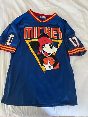 Buy Vintage Disney Mickey Mouse American Football Jersey Shirt Majestic Athletic L • 35£