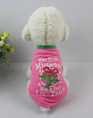 Buy Dog Puppy Pink 'who Needs Mistletoe' Christmas T-shirt, Top - New, Free Post! • 6.49£