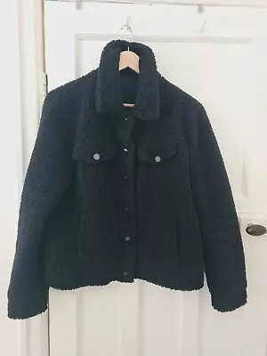 Buy Black Ladies Teddy Jacket / Coat Size L Mango / Mng • 5£