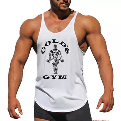 Buy Mens Vest Gym Bodybuilding Stringer Gym Training Vest UK • 9.96£