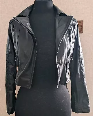 Buy New Look Jacket Kids 140 / 146 Cm Black Faux Leather Biker Mock Zipped Pockets  • 3.50£