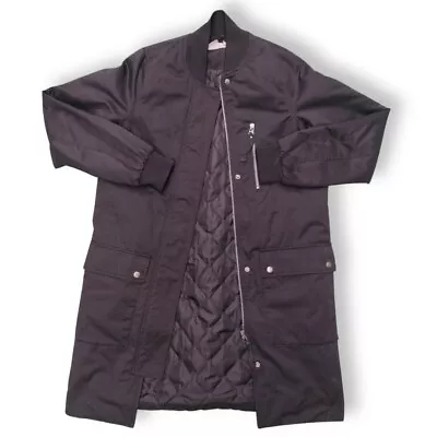 Buy Ladies Long Logg Twill Bomber Black Jacket Size 32 • 12.50£