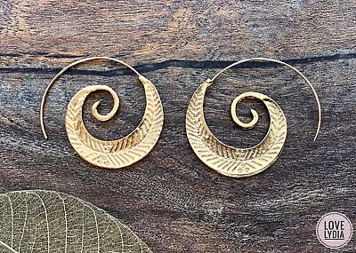 Buy NEW Gold Colour Loop Looped Ancient Style Roman Grecian Viking Dramatic Earrings • 12.99£