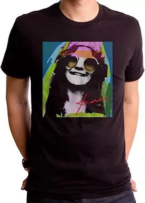 Buy Janis Joplin Psychedelic Mens Black T Shirt • 15.95£