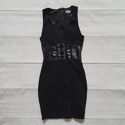 Buy DISNEY STAR WARS Macy's Women's SMALL Black Formal Faux Leather Corset Dress • 23.10£
