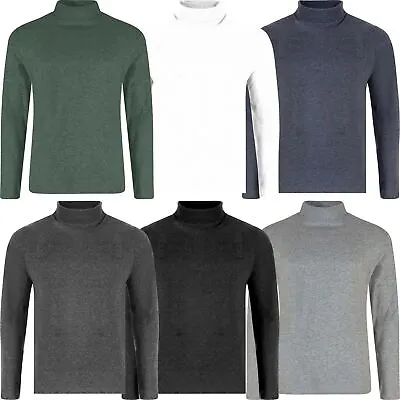 Buy Mens Long Sleeve Cotton Blend Top Roll Polo Turtle Neck T Shirt Jumper Golf Top • 7.99£