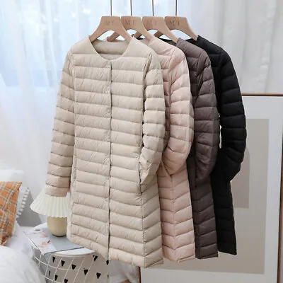 Buy Women Down Coat Ladies Duck Down Coat Ultralight Mid-Long Jacket Puffer Coat New • 31.19£