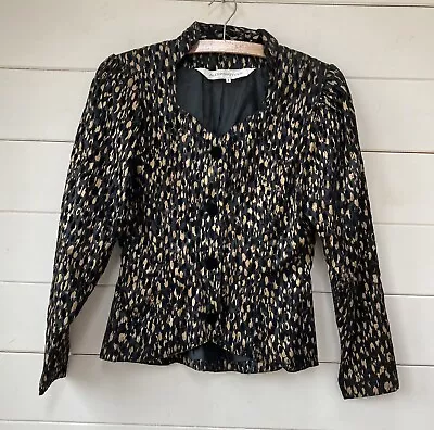 Buy A Glam 1980s Jacket In Black & Gold By Alternatives Size 8 • 18£